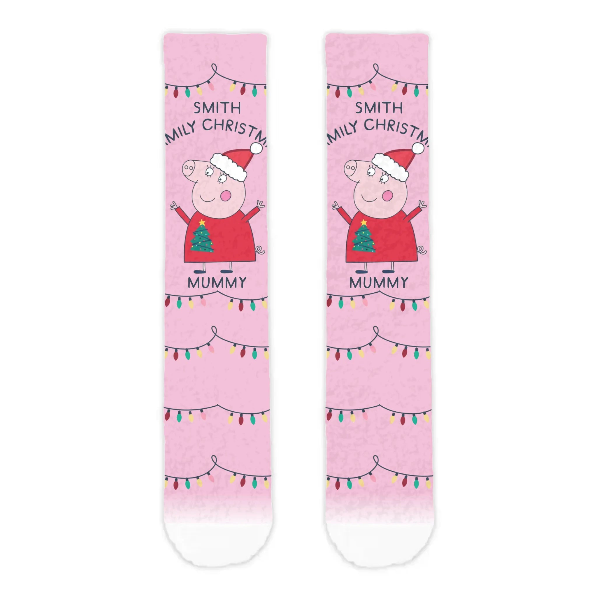 Personalised Mummy Pig Christmas Adult Cosy Socks