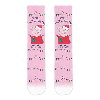 Personalised Mummy Pig Christmas Adult Cosy Socks