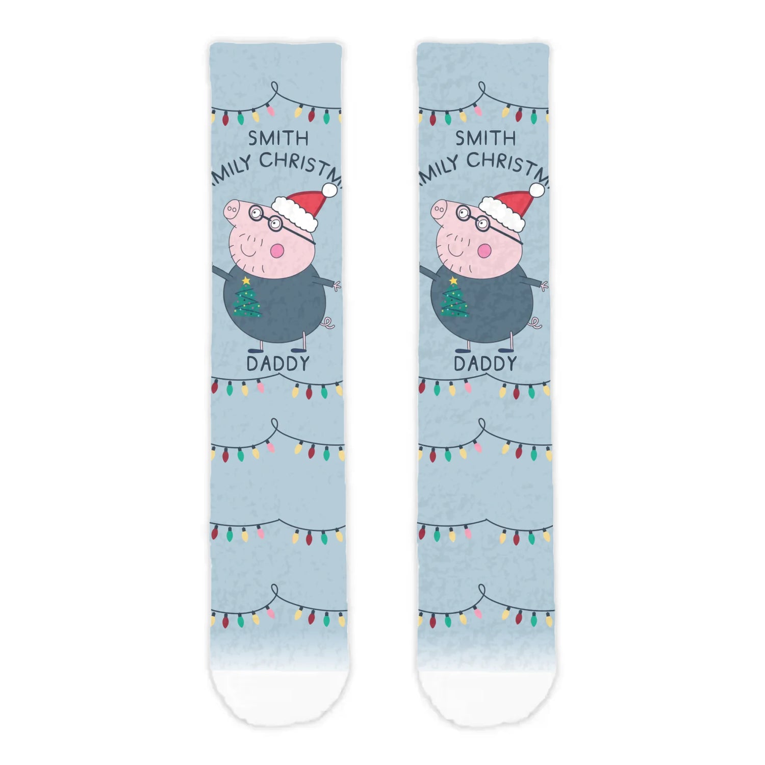 Personalised Daddy Pig Christmas Adult Cosy Socks