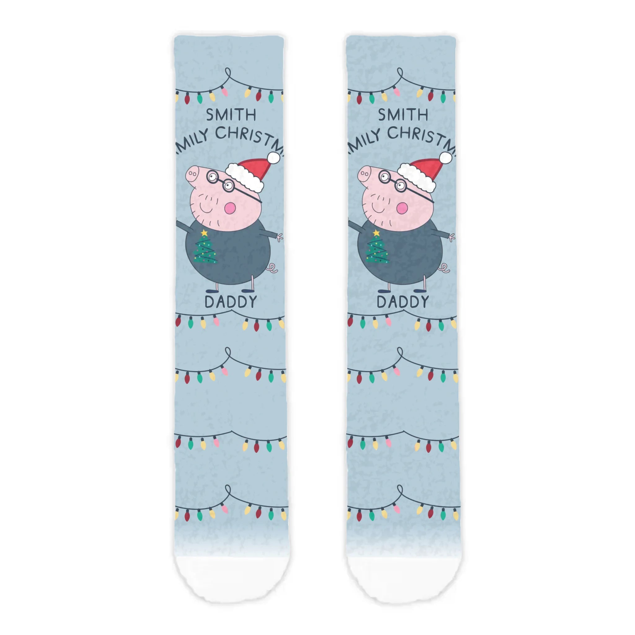 Personalised Daddy Pig Christmas Adult Cosy Socks