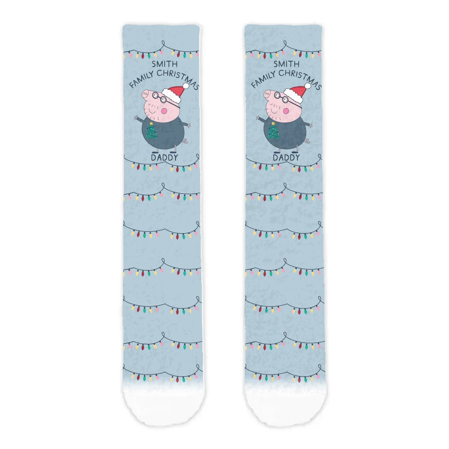 Personalised Daddy Pig Christmas Adult Cosy Socks