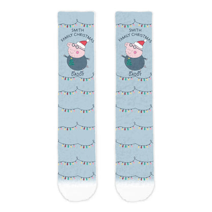 Personalised Daddy Pig Christmas Adult Cosy Socks