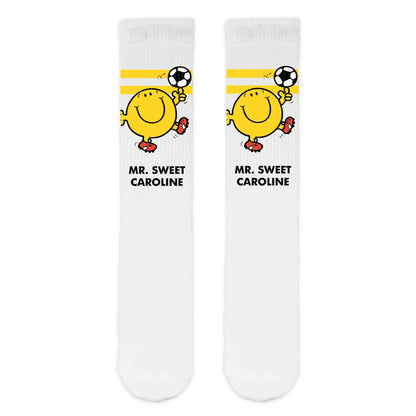 Personalised Mr. Men Football Slogan Adult Sports Socks