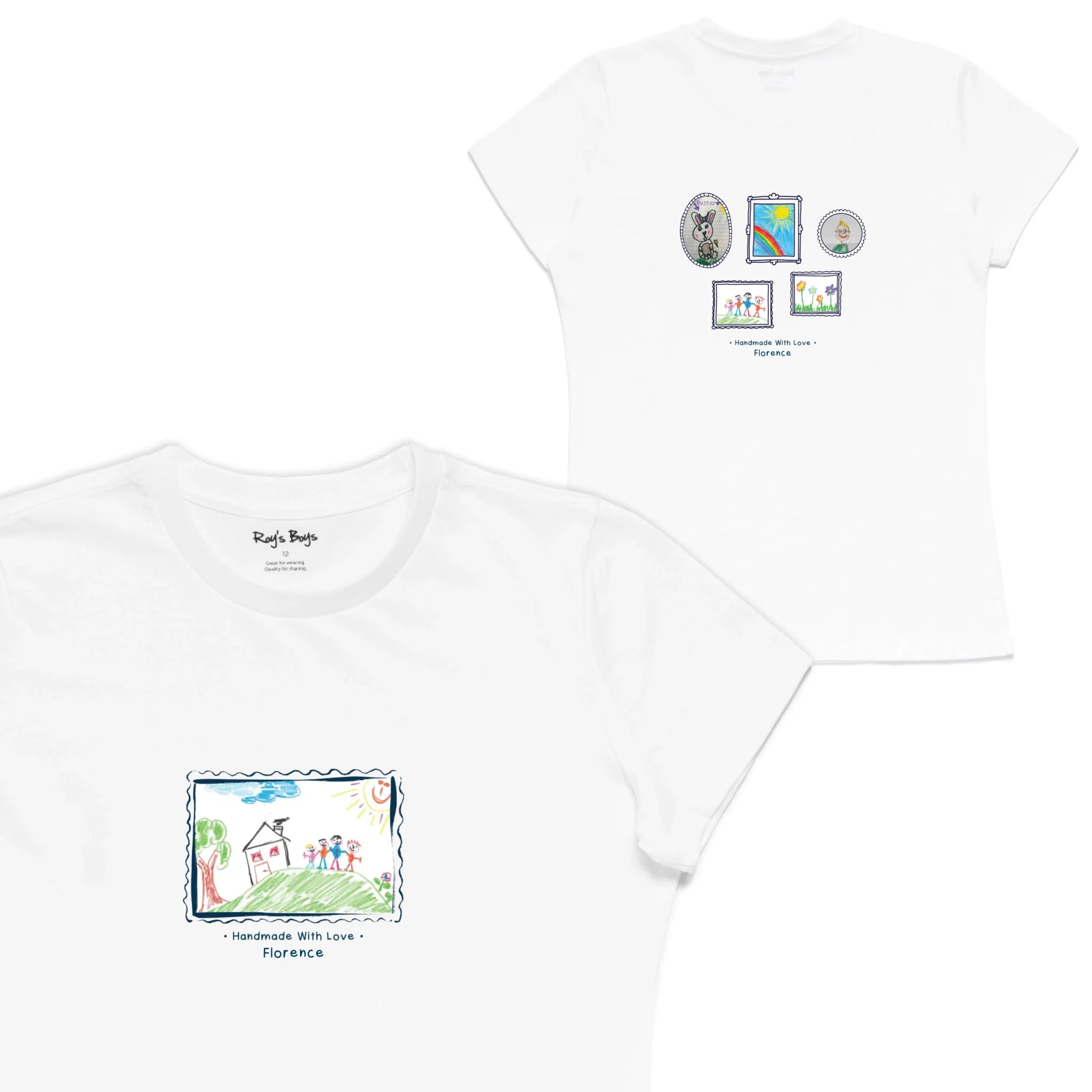 Roys Boys White T-Shirt Imagery_Womens Front and back