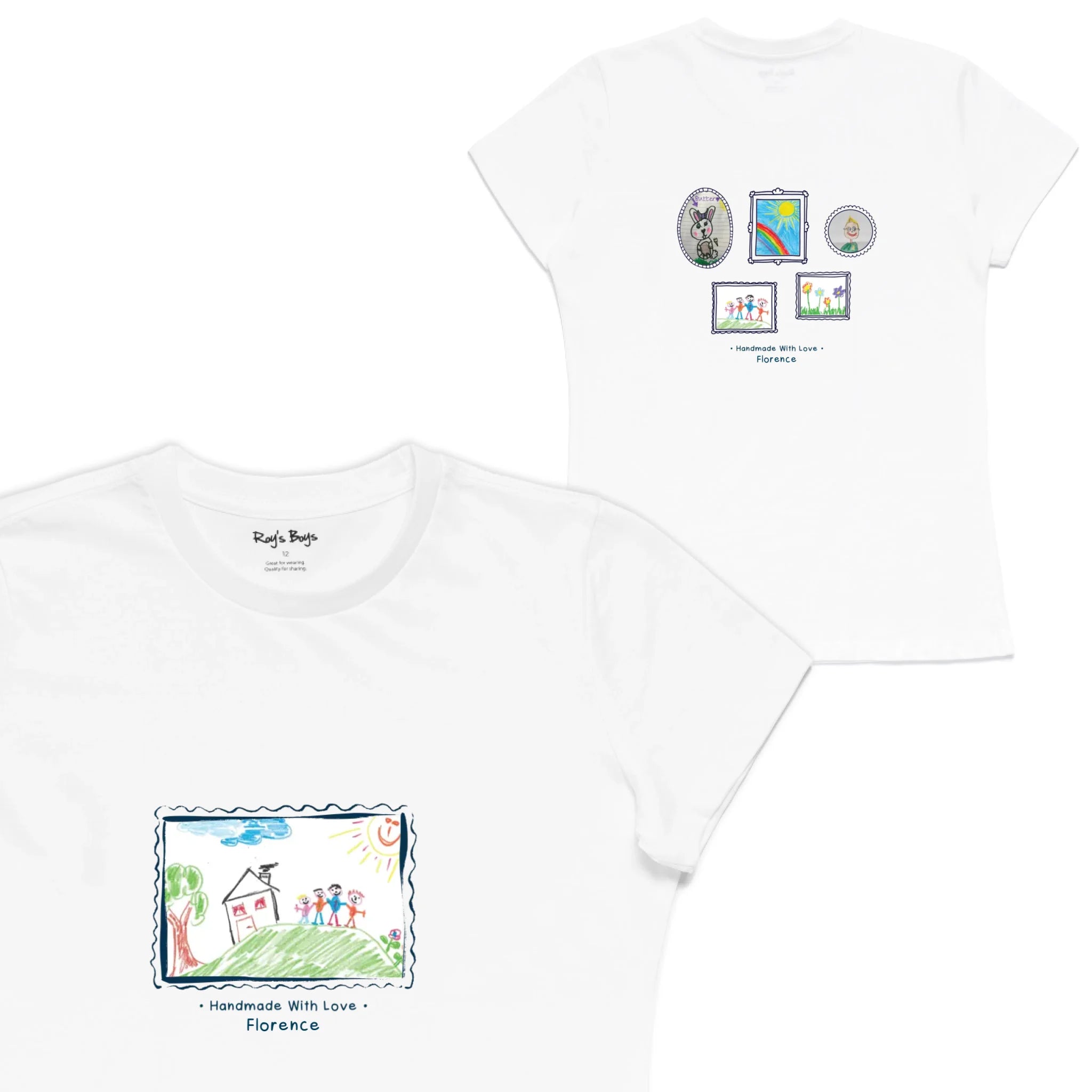 Roys Boys White T-Shirt Imagery_Womens Front and back