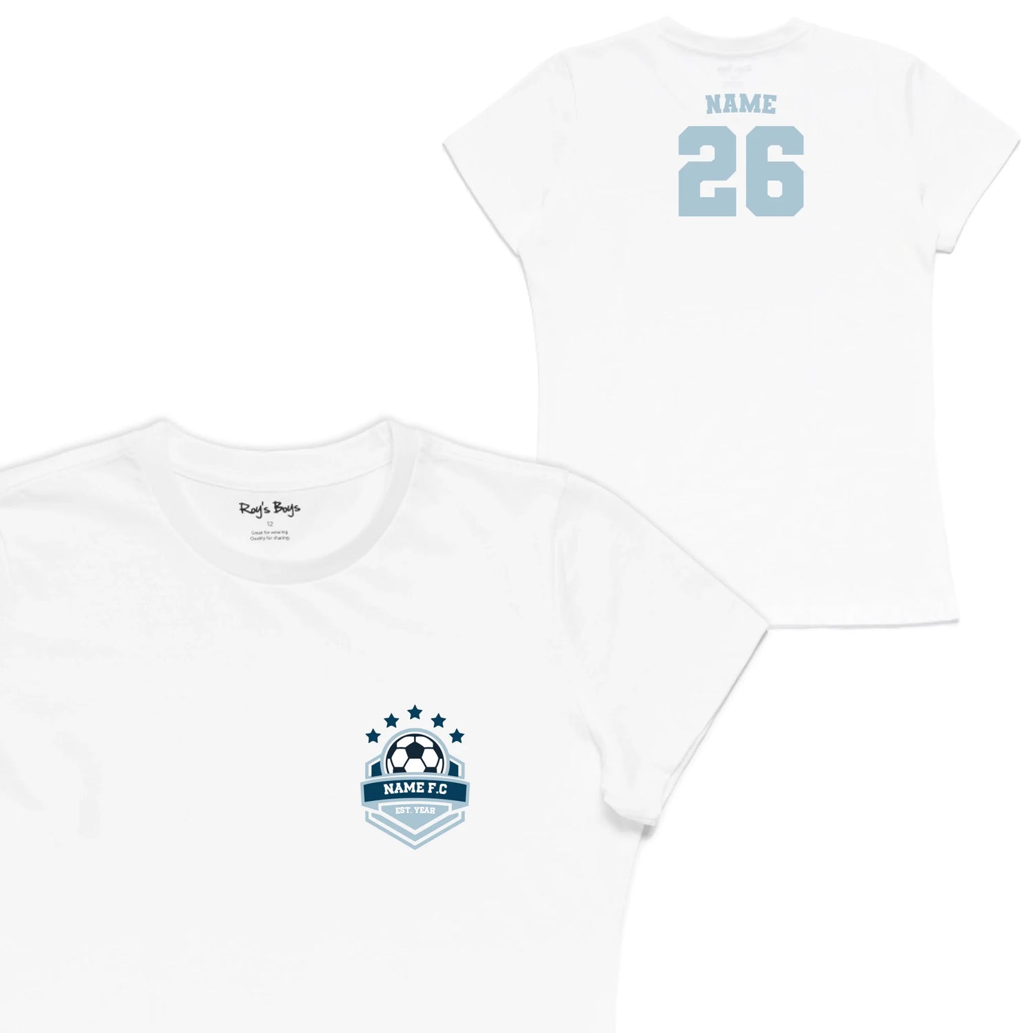 Roys Boys White T-Shirt Imagery_Womens Front and back