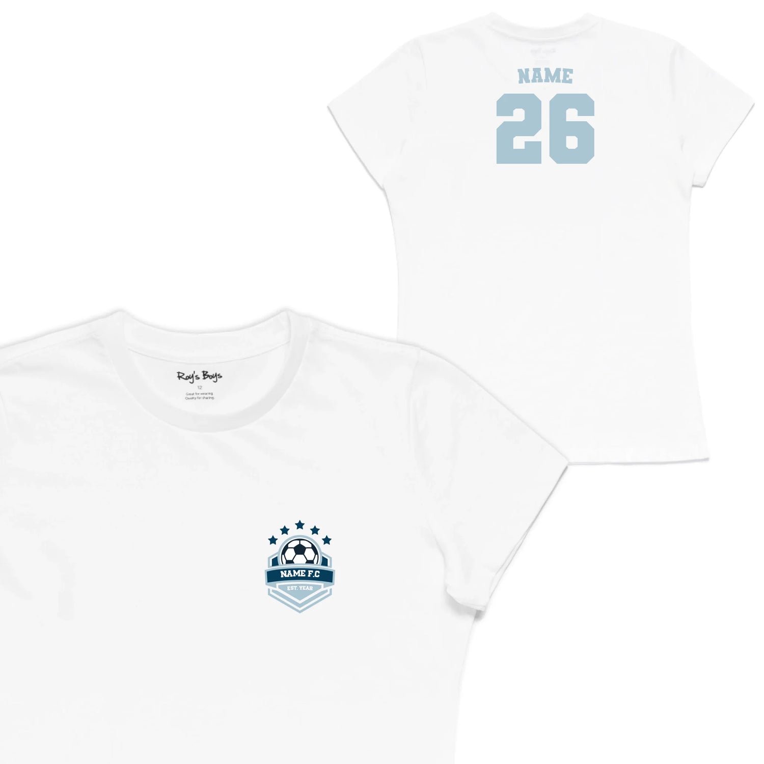Roys Boys White T-Shirt Imagery_Womens Front and back