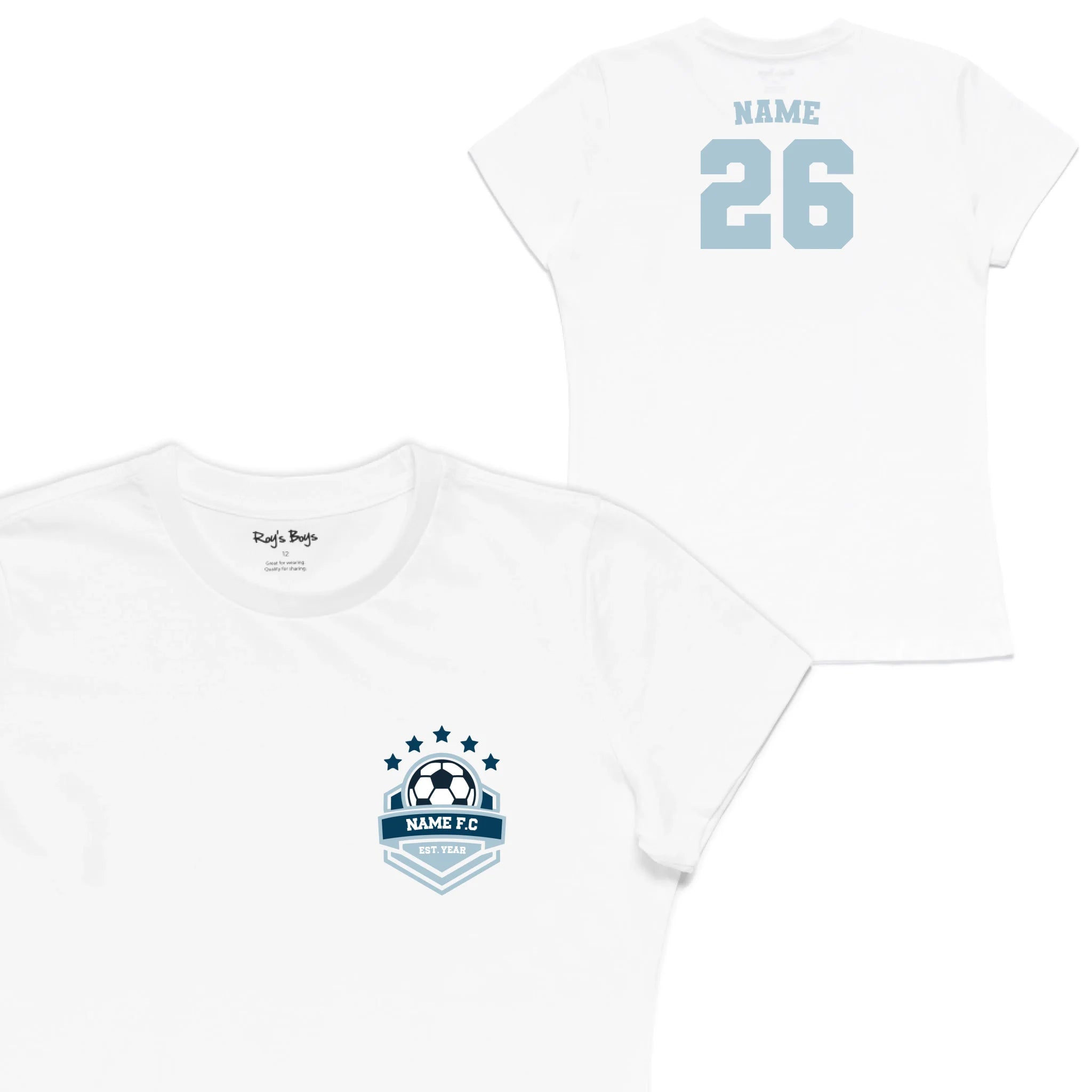 Roys Boys White T-Shirt Imagery_Womens Front and back