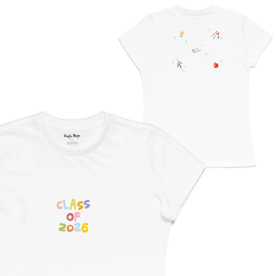 Roys Boys White T-Shirt Imagery_Womens Front and back