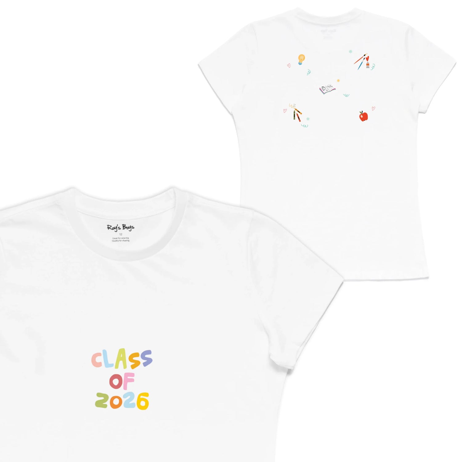 Roys Boys White T-Shirt Imagery_Womens Front and back