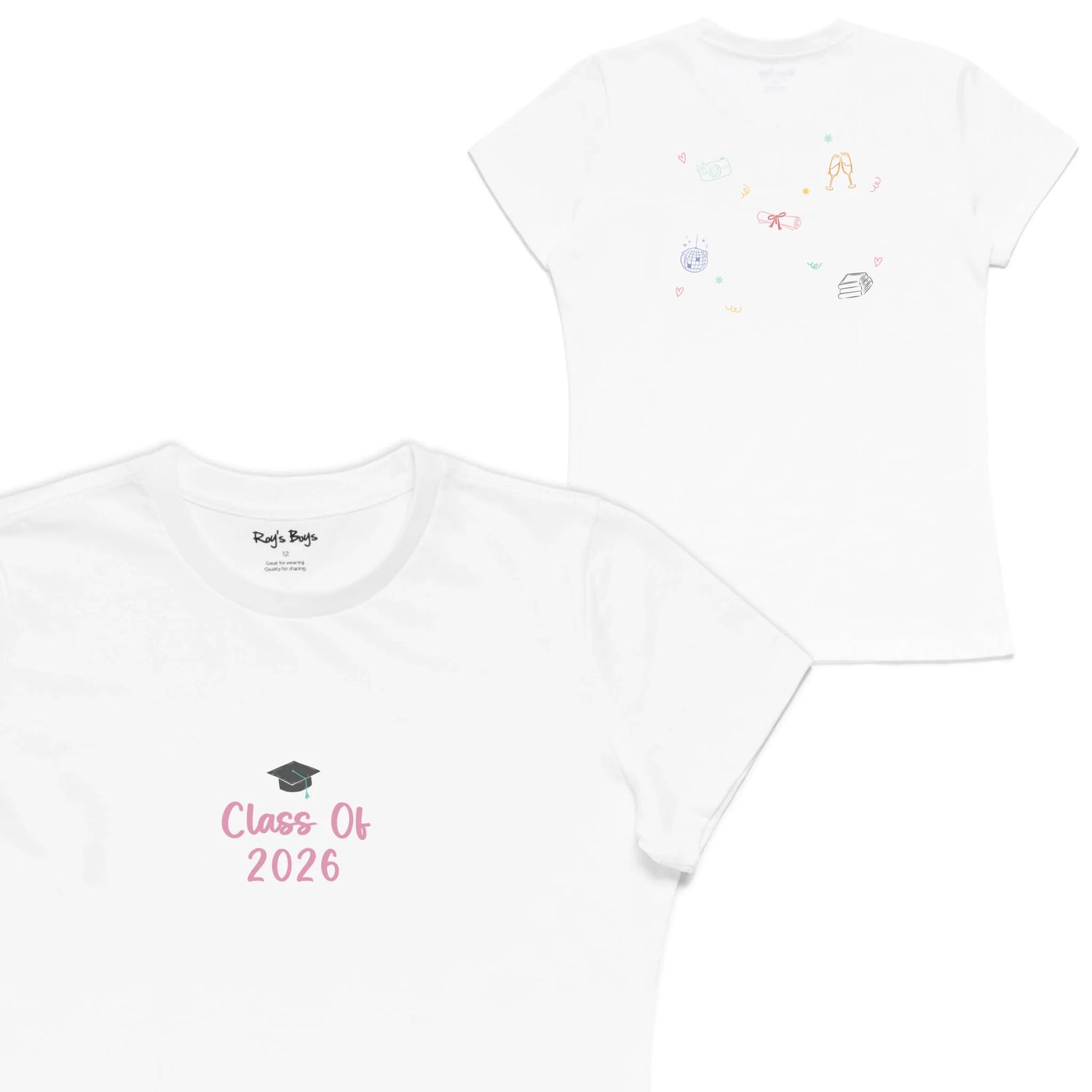 Roys Boys White T-Shirt Imagery_Womens Front and back