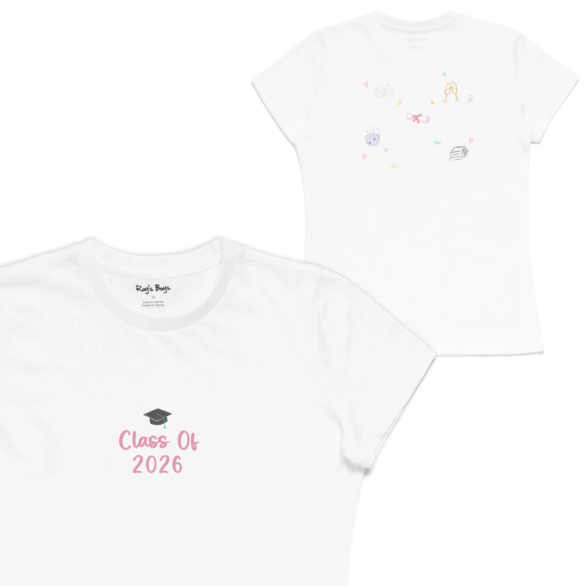 Roys Boys White T-Shirt Imagery_Womens Front and back