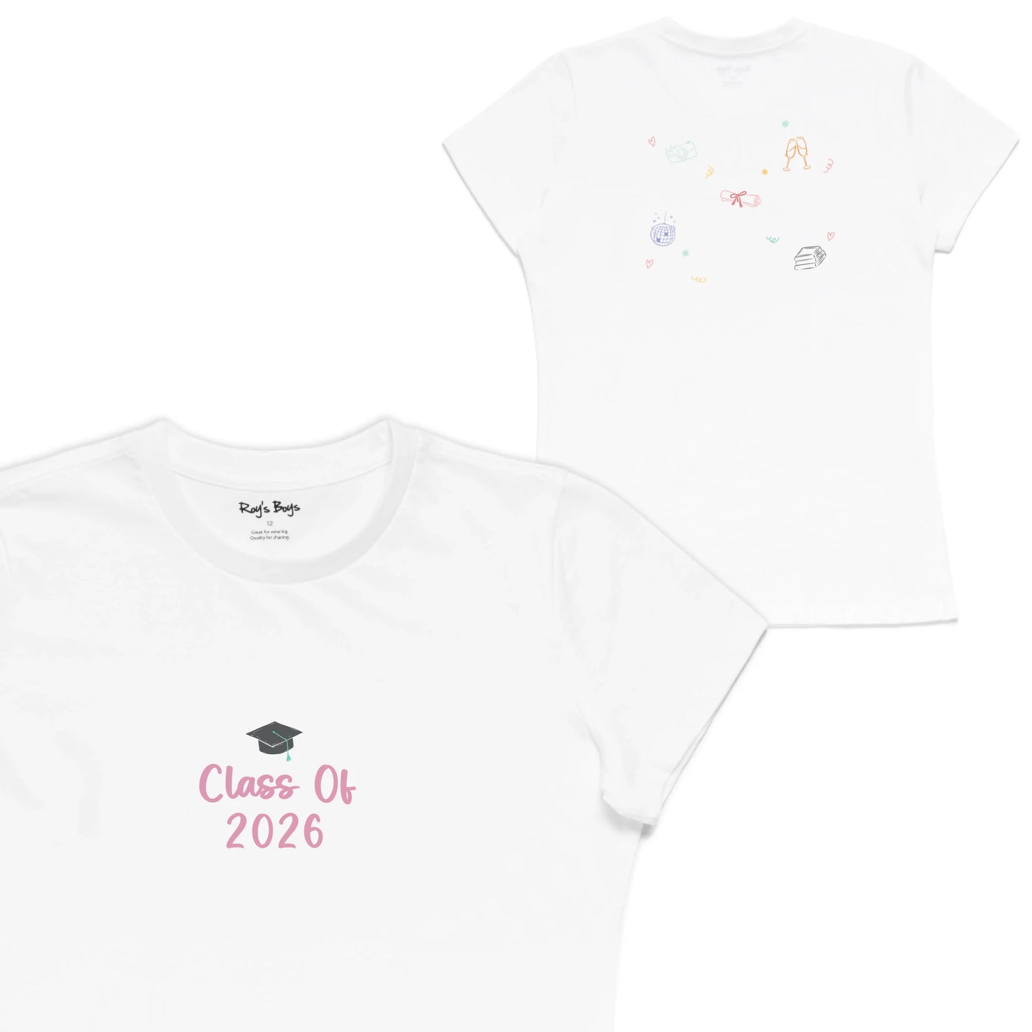 Roys Boys White T-Shirt Imagery_Womens Front and back