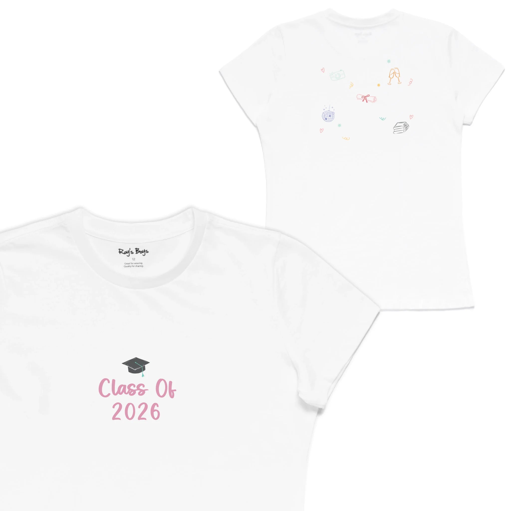 Roys Boys White T-Shirt Imagery_Womens Front and back