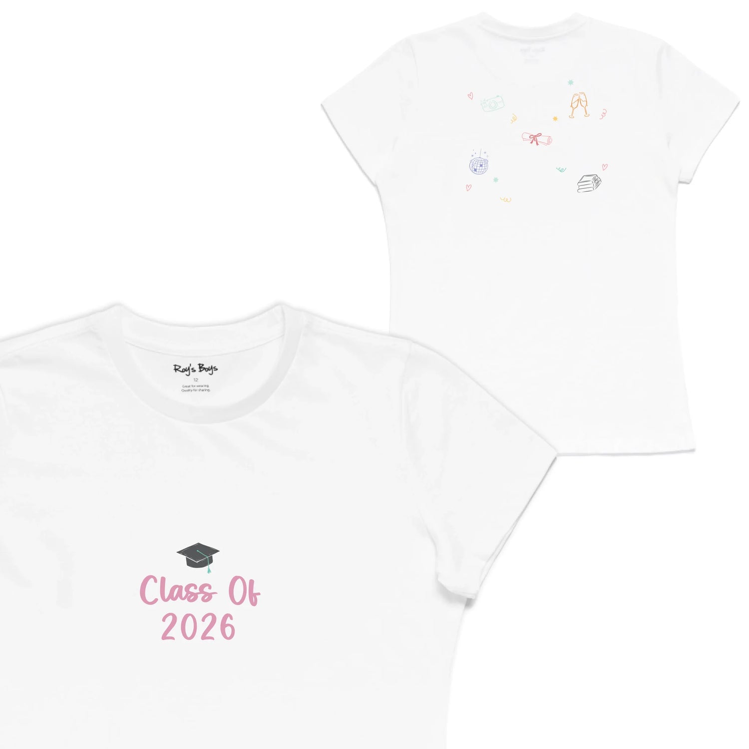 Roys Boys White T-Shirt Imagery_Womens Front and back