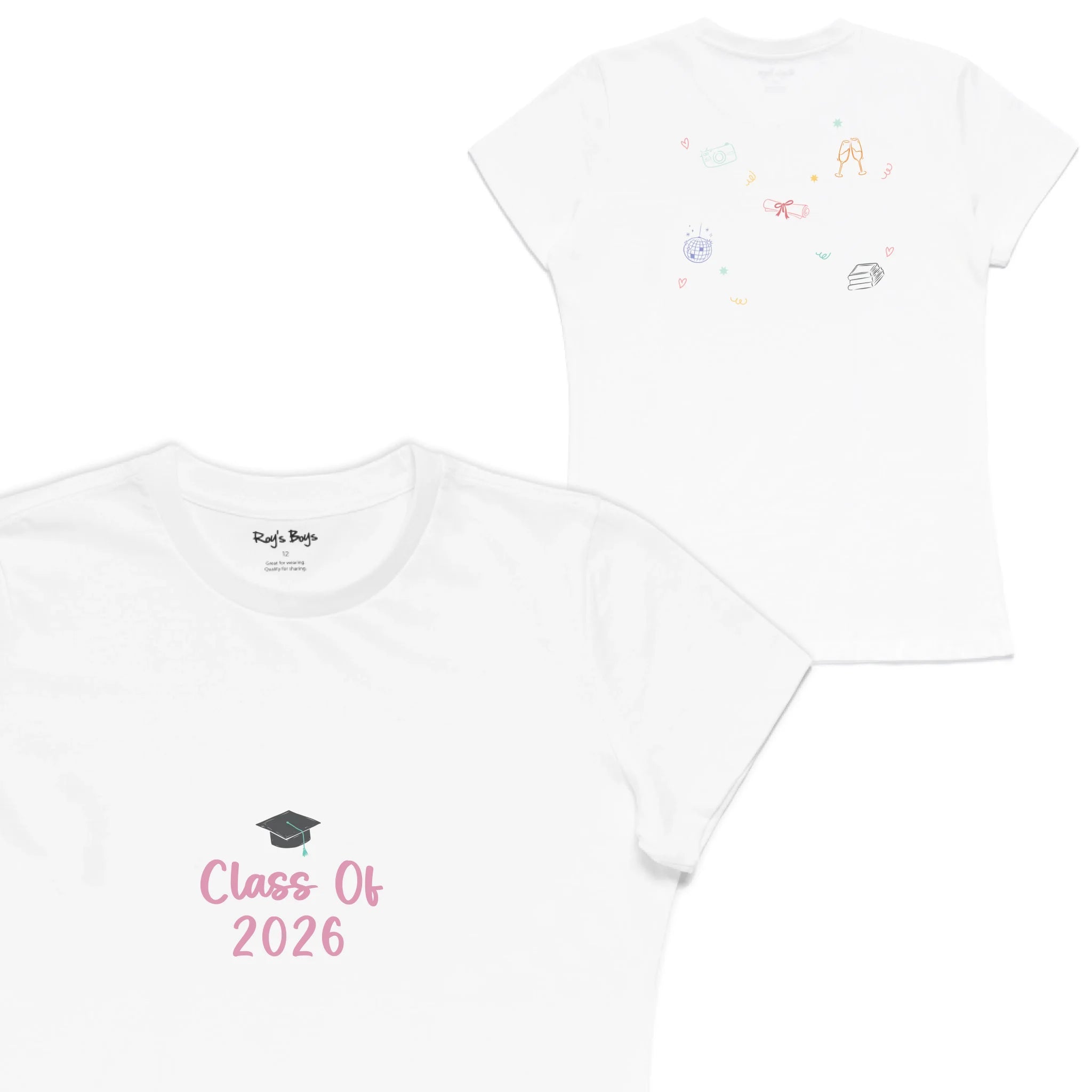 Roys Boys White T-Shirt Imagery_Womens Front and back