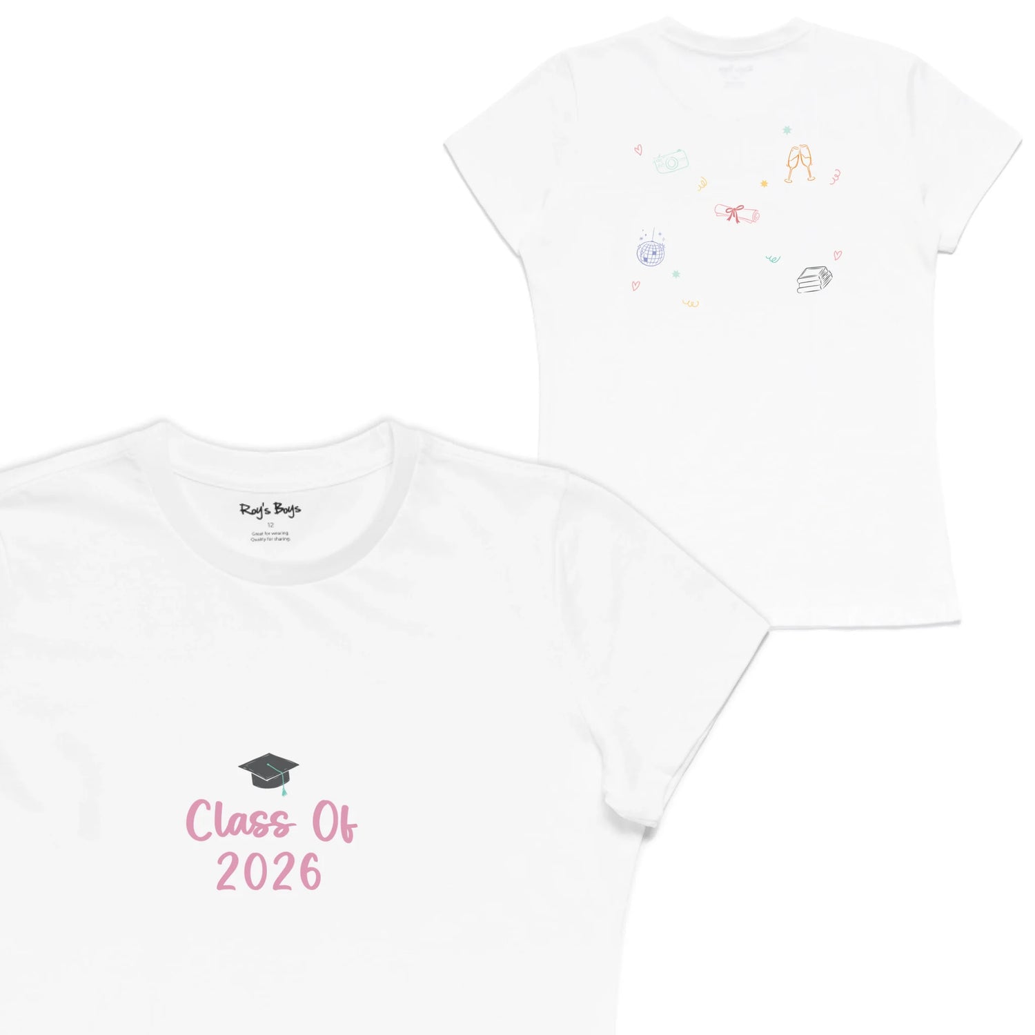 Roys Boys White T-Shirt Imagery_Womens Front and back