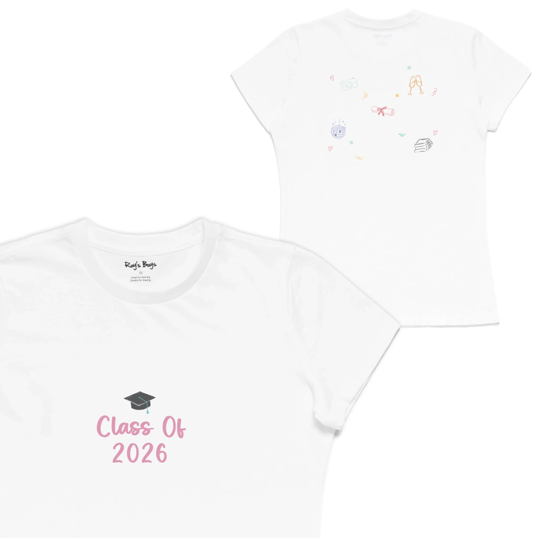 Roys Boys White T-Shirt Imagery_Womens Front and back