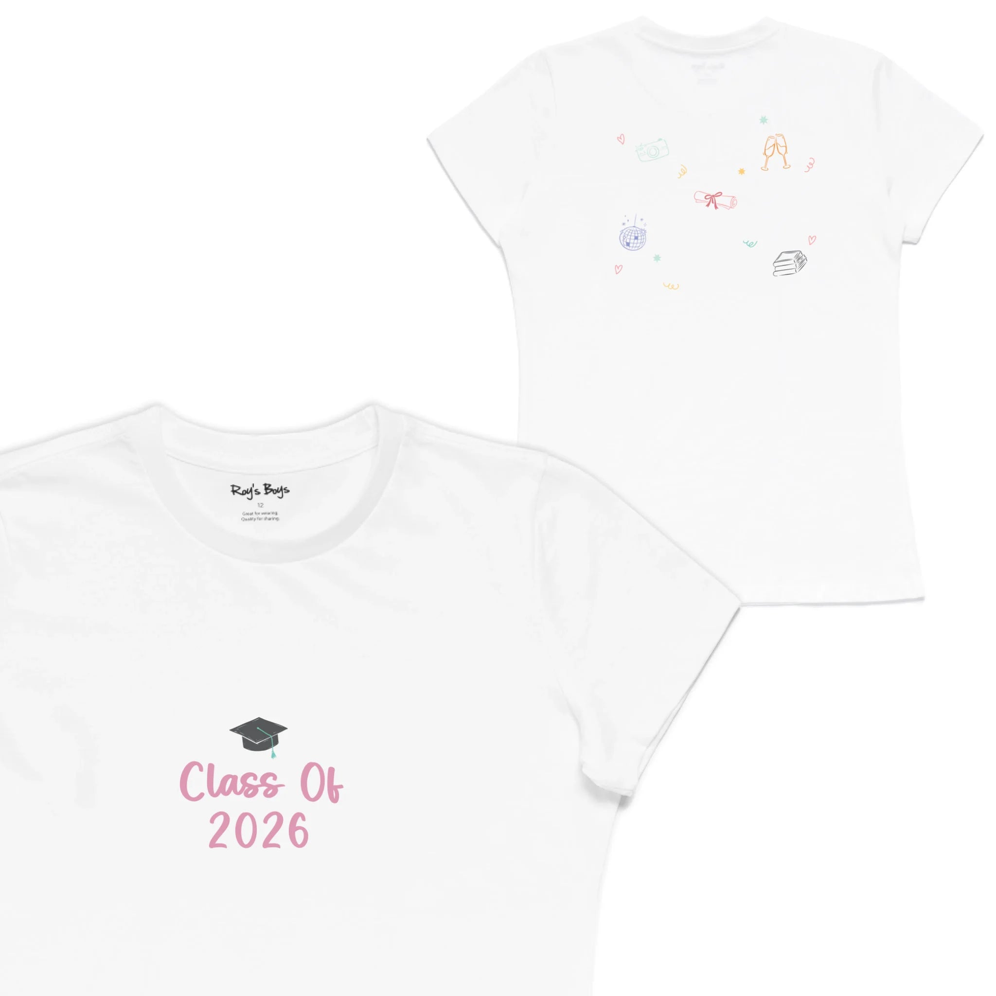Roys Boys White T-Shirt Imagery_Womens Front and back