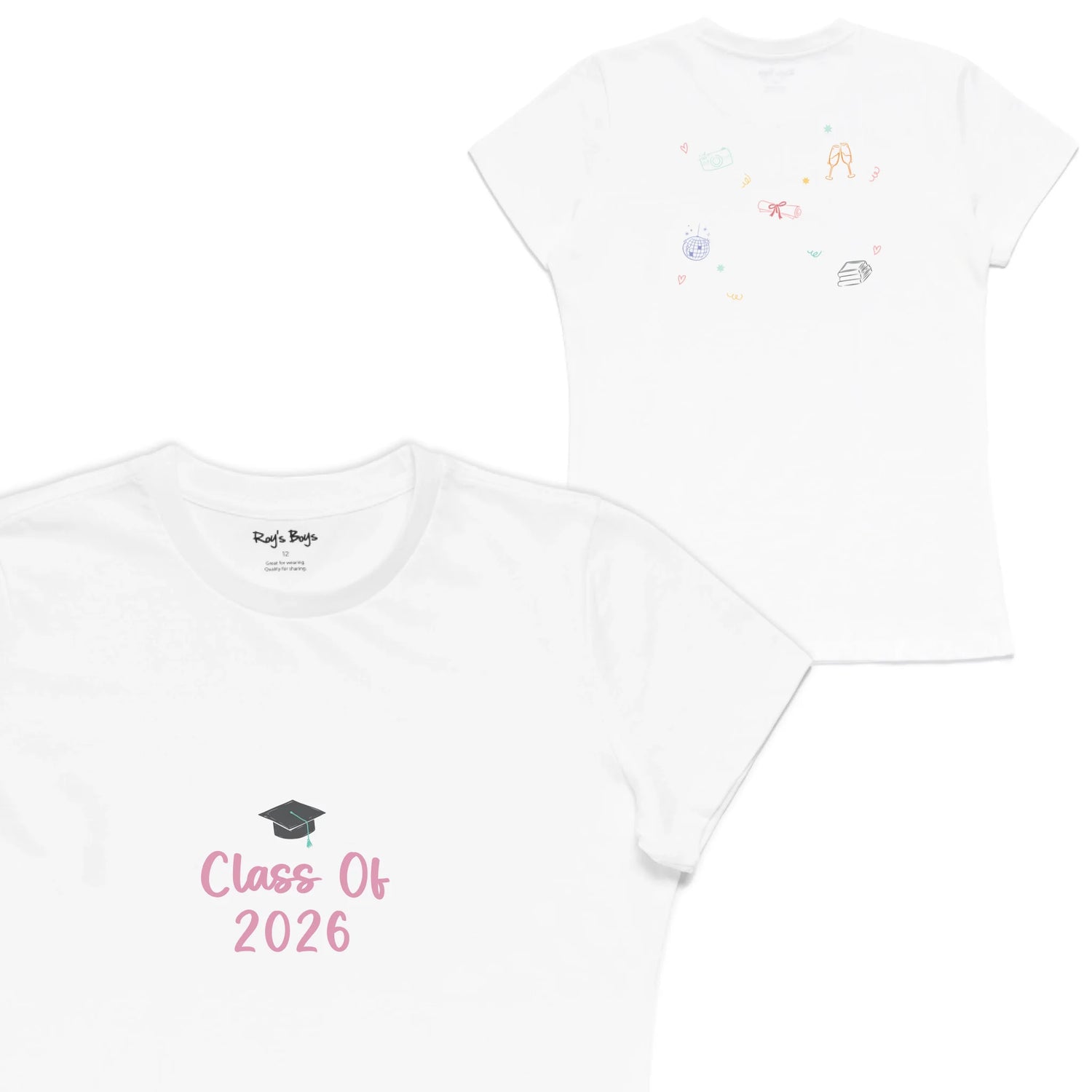 Roys Boys White T-Shirt Imagery_Womens Front and back