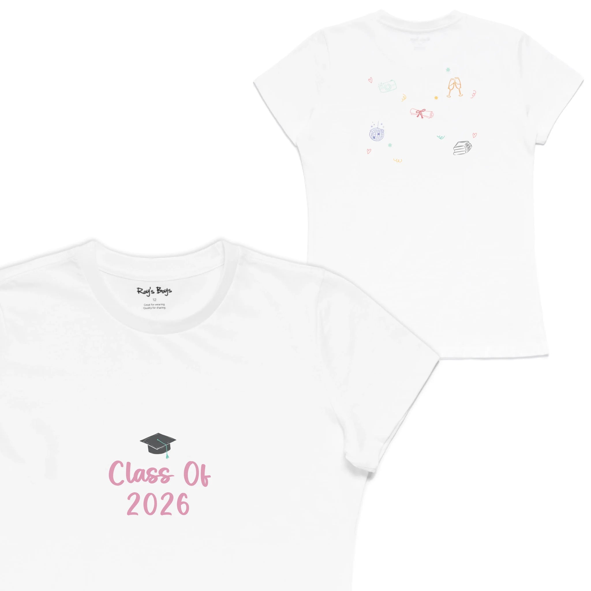 Roys Boys White T-Shirt Imagery_Womens Front and back