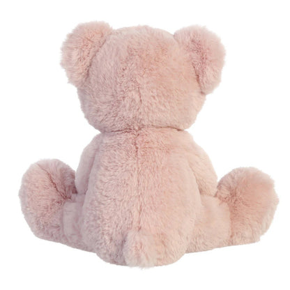 Back profile of dusty pink avery bear
