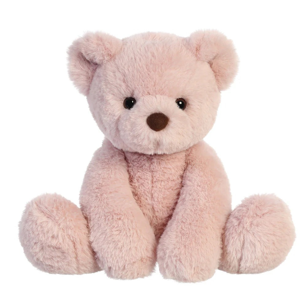 Front profile of dusty pink avery bear