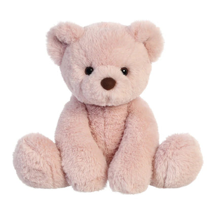 Front profile of dusty pink avery bear
