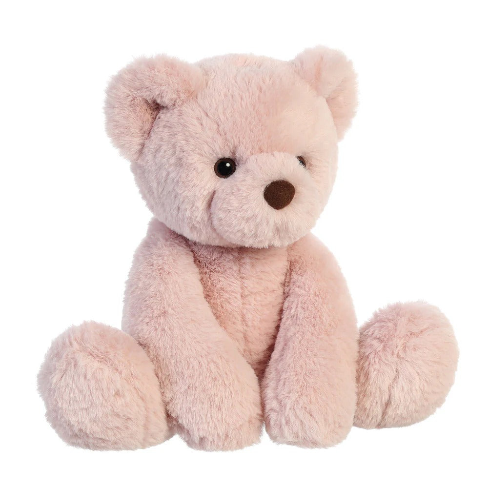 Front side profile of dusty pink avery bear
