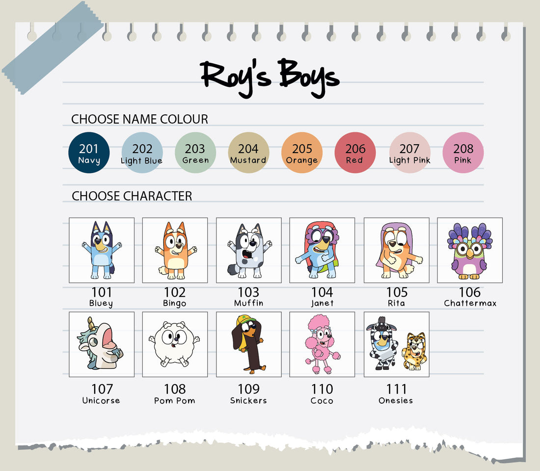 Personalised Bluey Unisex Pyjamas - Pick a Character, Name and Colour - Long Sleeve
