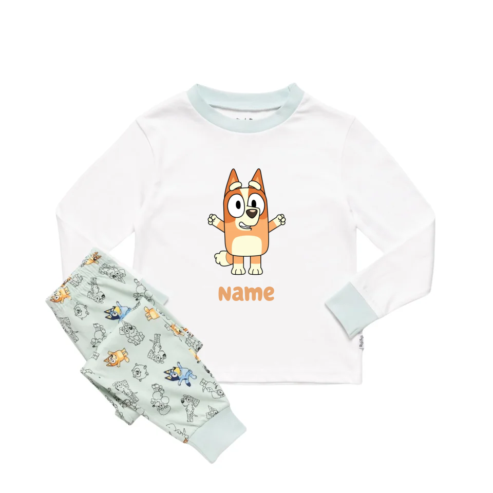 Personalised Bluey Unisex Pyjamas - Pick a Character, Name and Colour - Long Sleeve