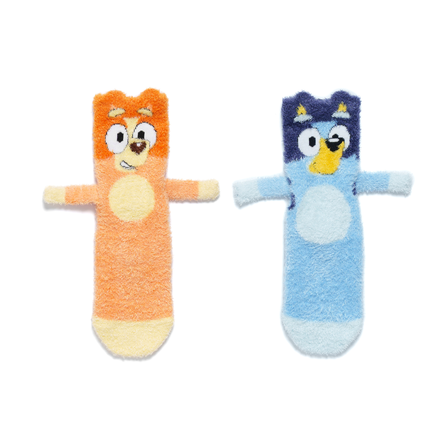 Front Profile of Bingo and Bluey Legs be Friends socks
