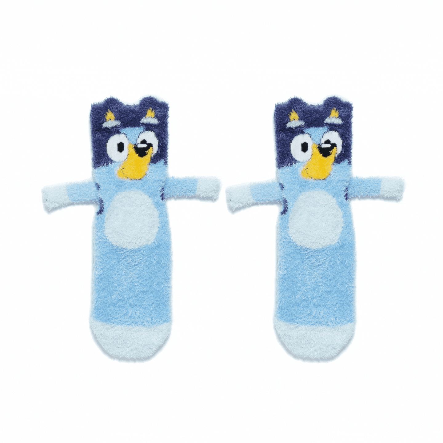 GIF front profile of Bluey and Bingo legs be friends socks