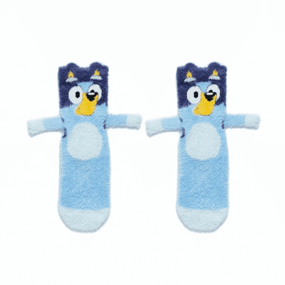 GIF front profile of Bluey and Bingo legs be friends socks