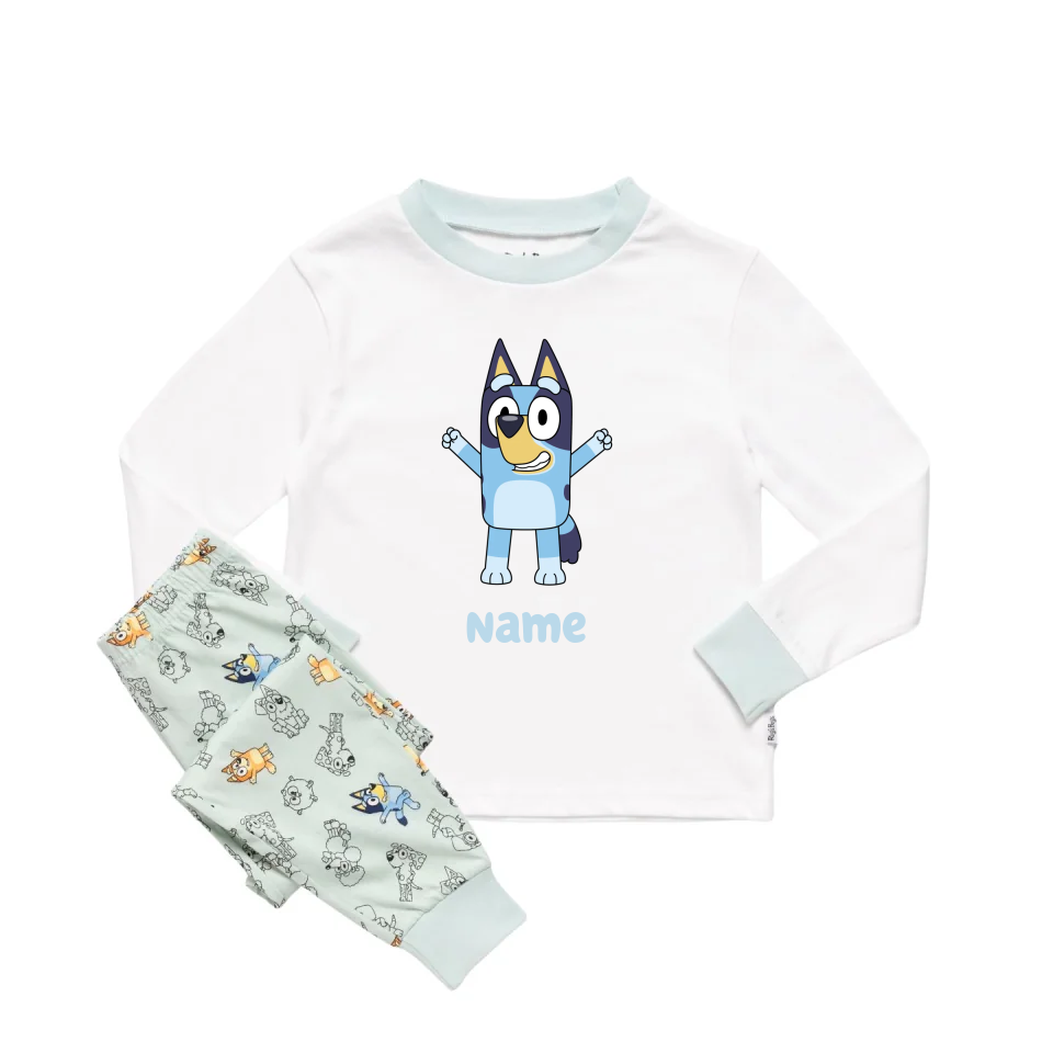 Personalised Bluey Unisex Pyjamas - Pick a Character, Name and Colour - Long Sleeve