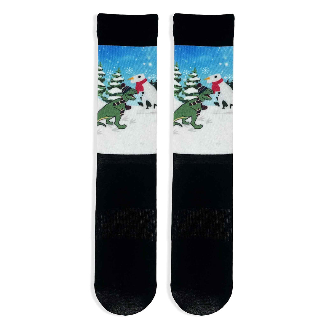 Dinosaur Snowman Adult Printed Socks