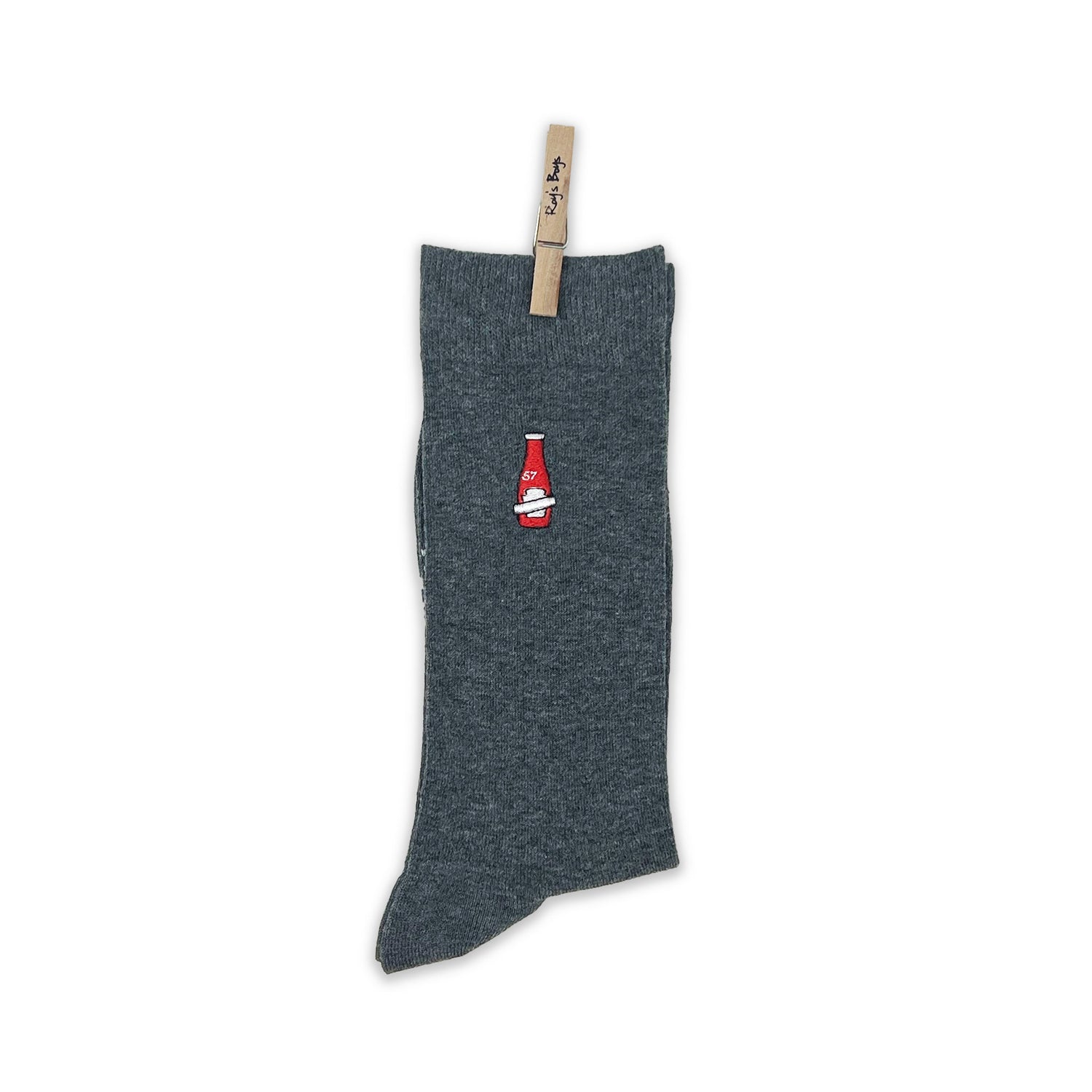 Heinz Ketchup Bottle Embroidery Adult Socks