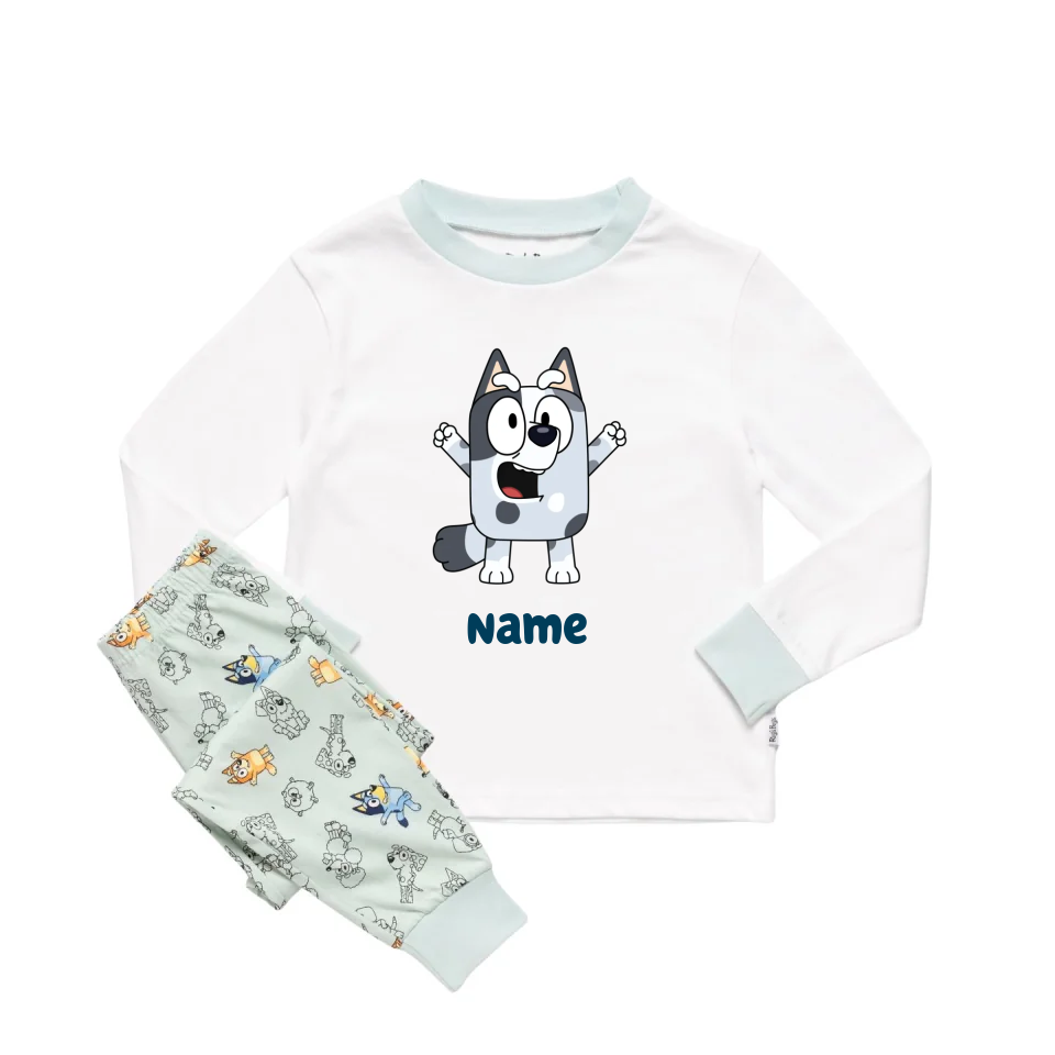 Personalised Bluey Unisex Pyjamas - Pick a Character, Name and Colour - Long Sleeve