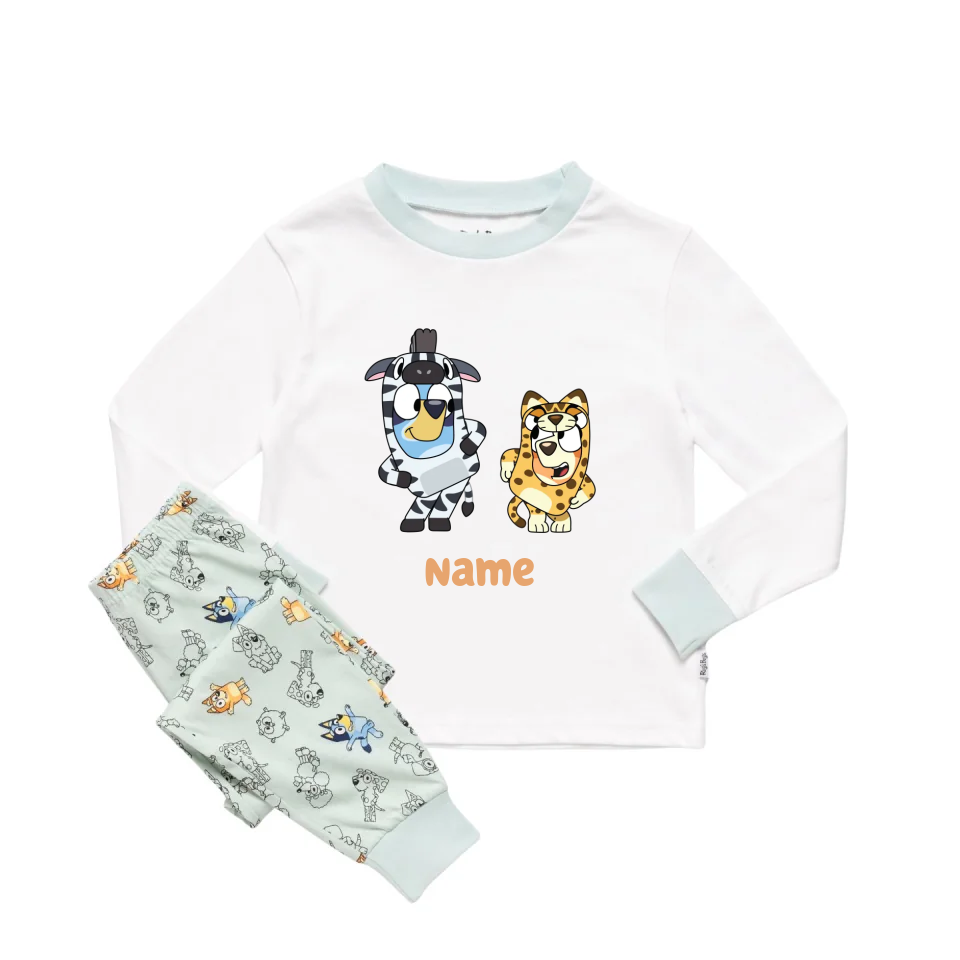 Personalised Bluey Unisex Pyjamas - Pick a Character, Name and Colour - Long Sleeve