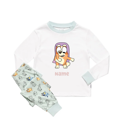 Personalised Bluey Unisex Pyjamas - Pick a Character, Name and Colour - Long Sleeve