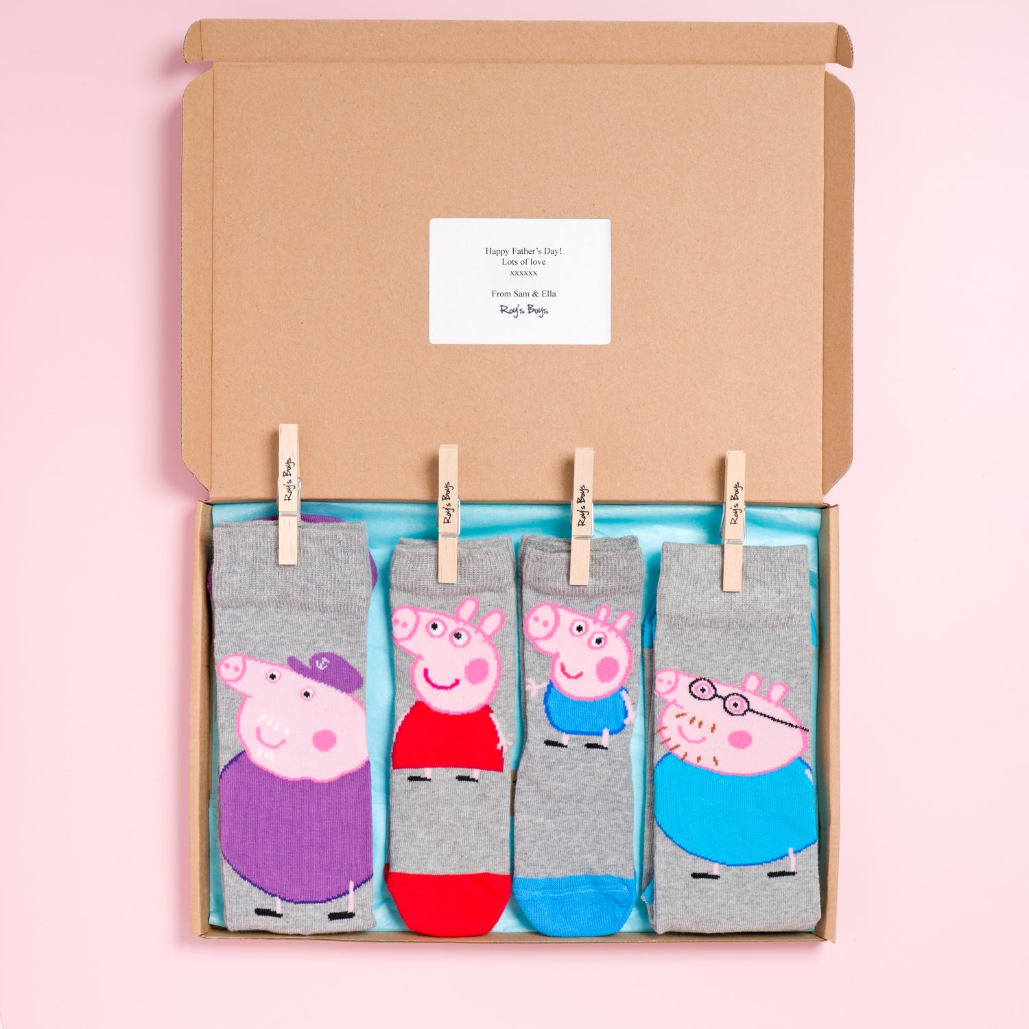 Peppa Pig Family Pack of Socks. Left to Right - Grandpa Pig Adult Socks, Peppa Pig Children&