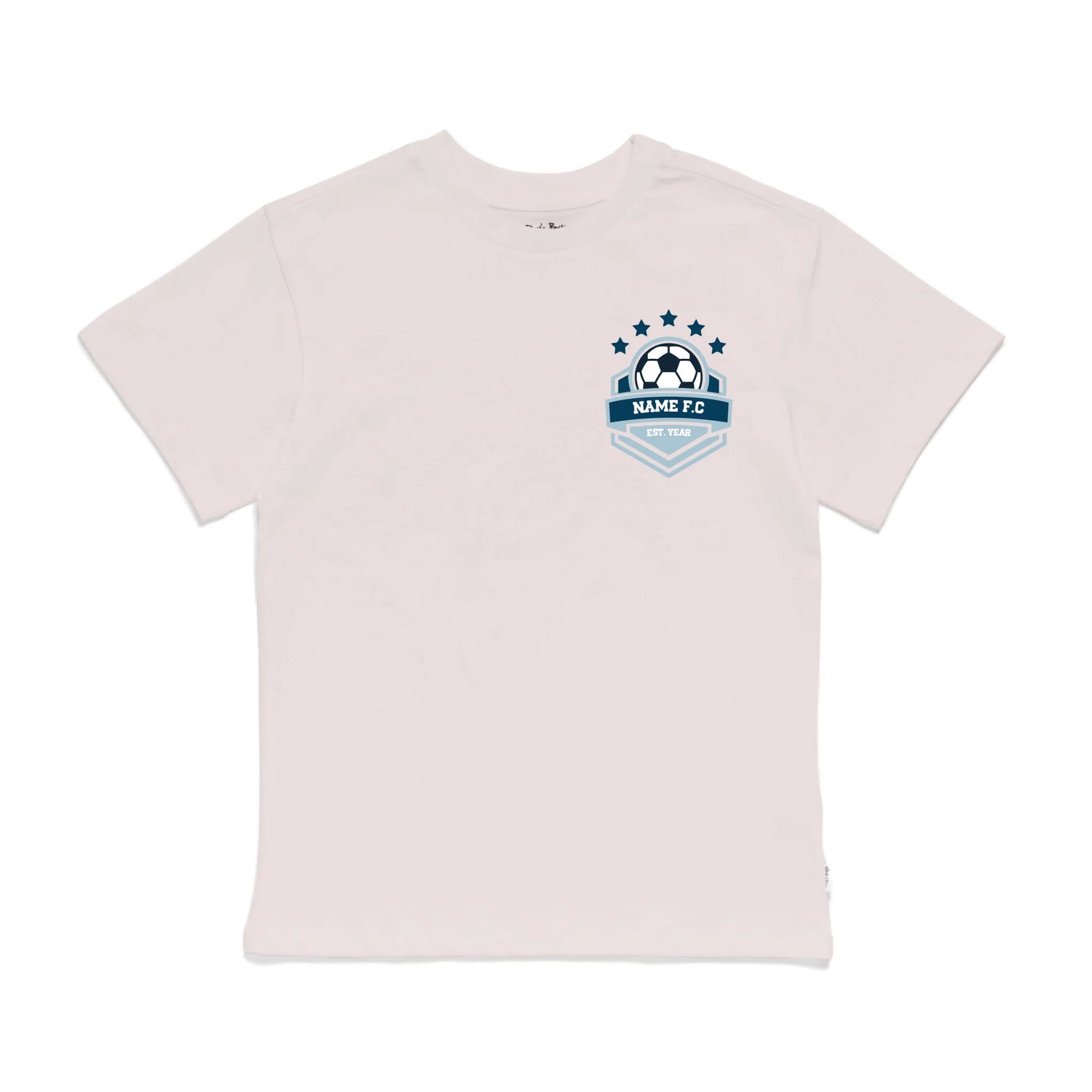 Roys Boys personalised build your own team badge Pink T-Shirt is here for all the football fanatics. Front Profile