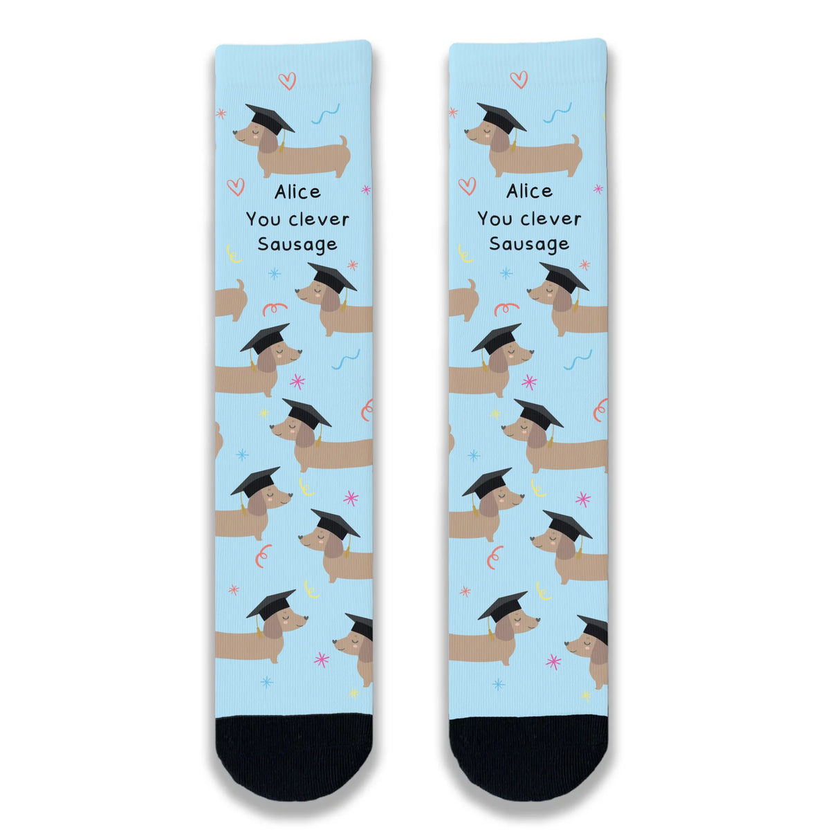 Front profile of you clever sausage socks