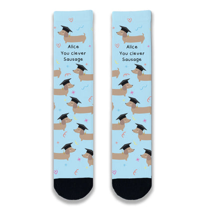 Front profile of you clever sausage socks