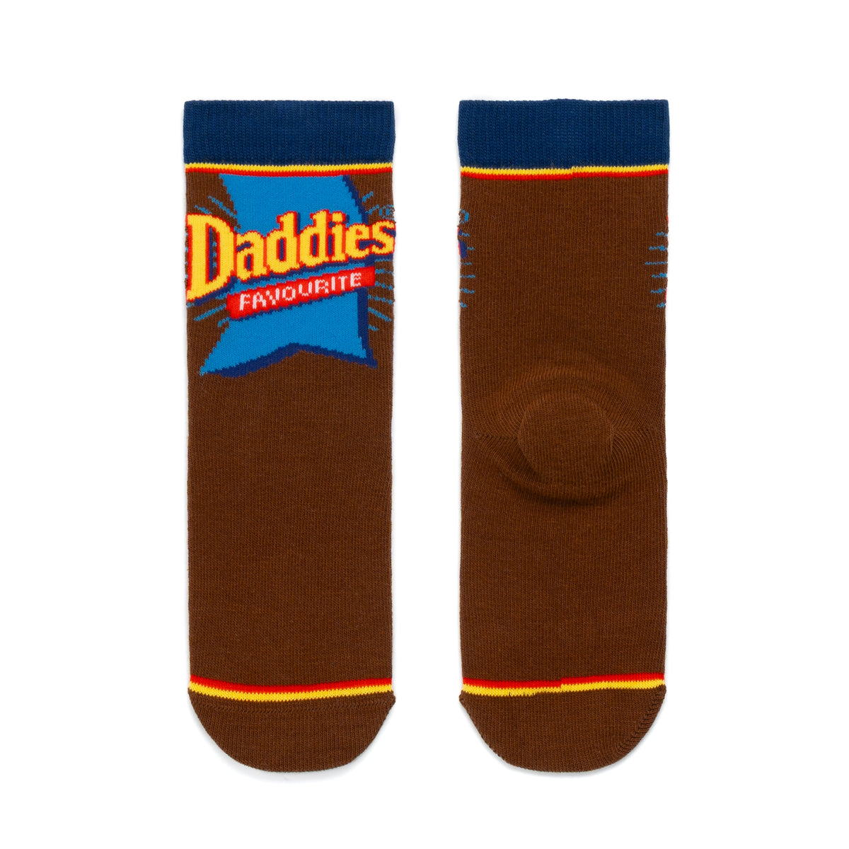 Front and back profile of Daddies favourite socks