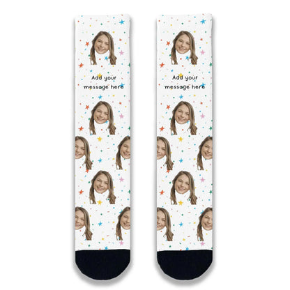 Doodle Birthday Personalised Face Socks