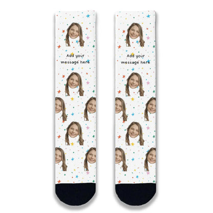 Doodle Birthday Personalised Face Socks