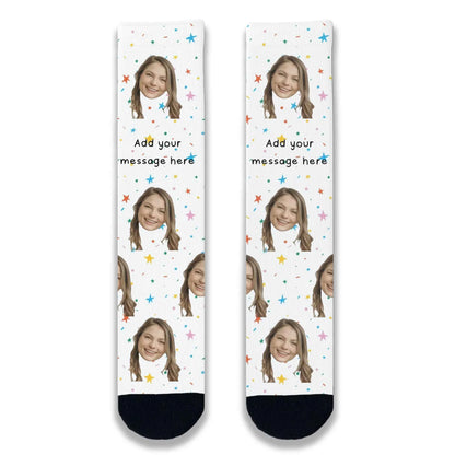 Doodle Birthday Personalised Face Socks