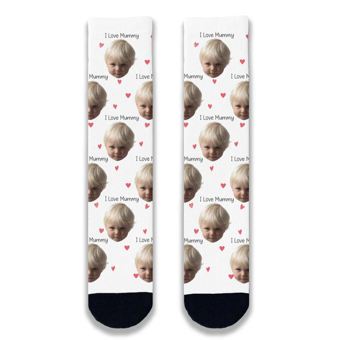 I Love Mummy Personalised Face Socks