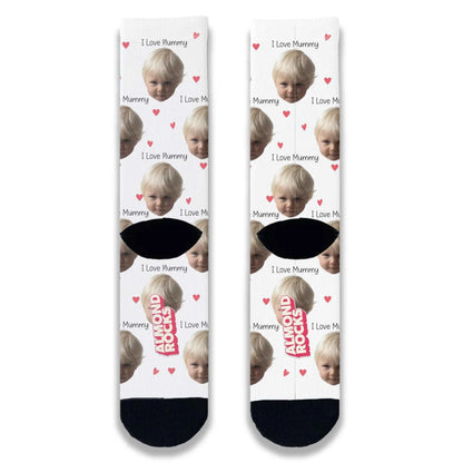 I Love Mummy Personalised Face Socks
